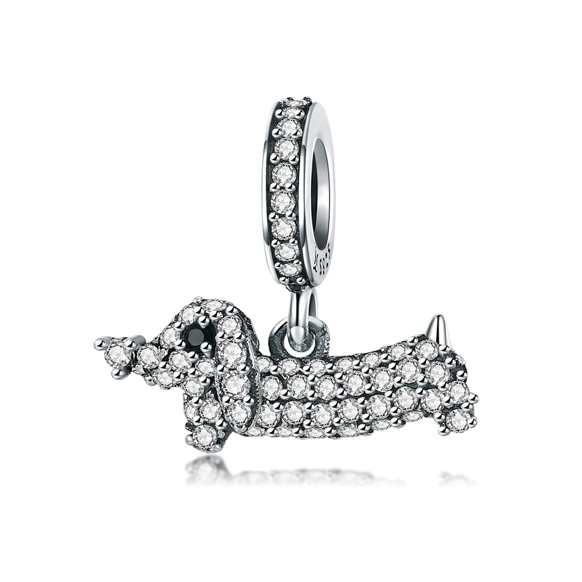 Pandora Style Silver Bangle Charm, Dachshund Sausage Dog - SCC709