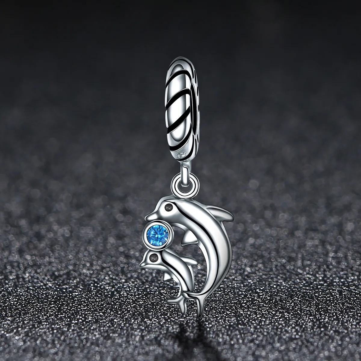 Pandora Style Silver Bangle Charm, Dolphin - SCC264