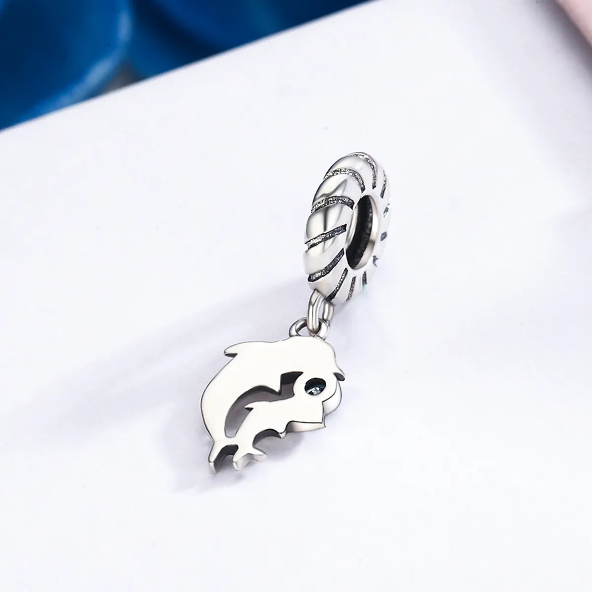 Pandora Style Silver Bangle Charm, Dolphin - SCC264