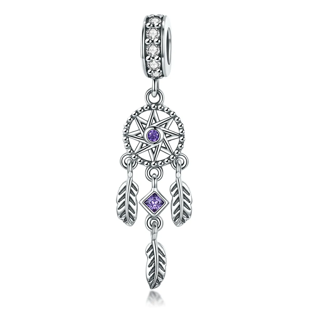 Pandora Style Silver Bangle Charm, Dreamcatcher - SCC841