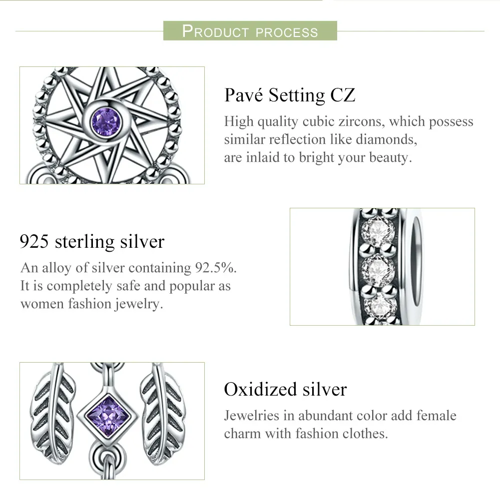 Pandora Style Silver Bangle Charm, Dreamcatcher - SCC841