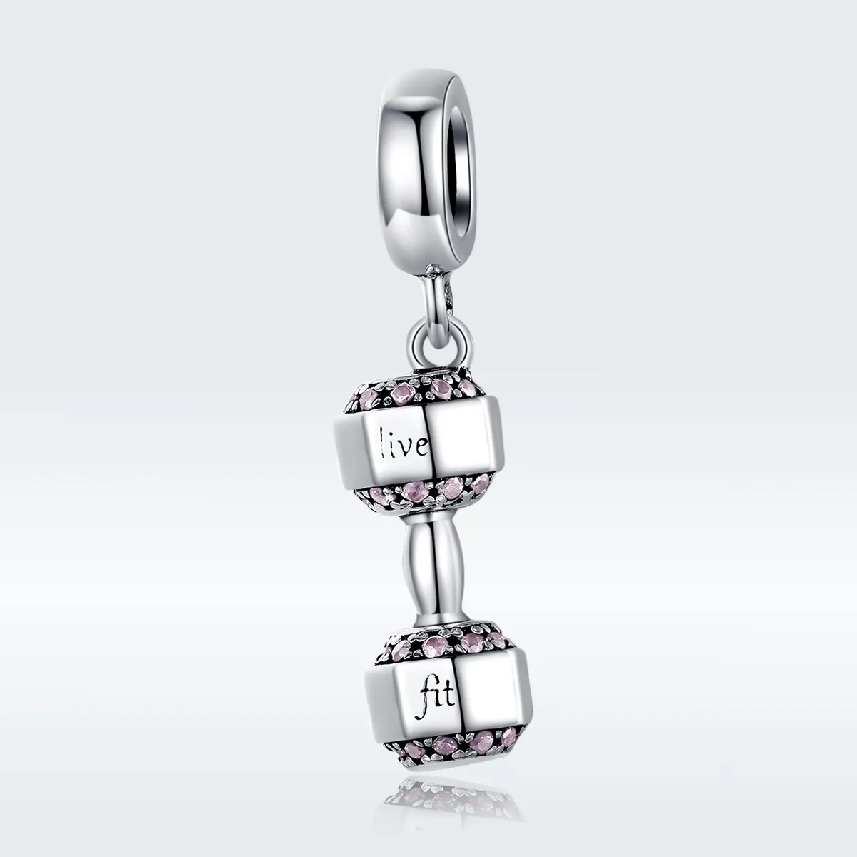 Pandora Style Silver Bangle Charm, Dumbbell - SCC1340