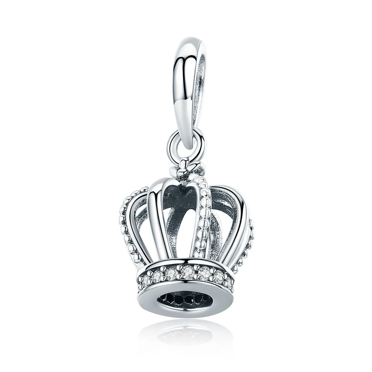 Pandora Style Silver Bangle Charm, Elegant Crown - SCC781