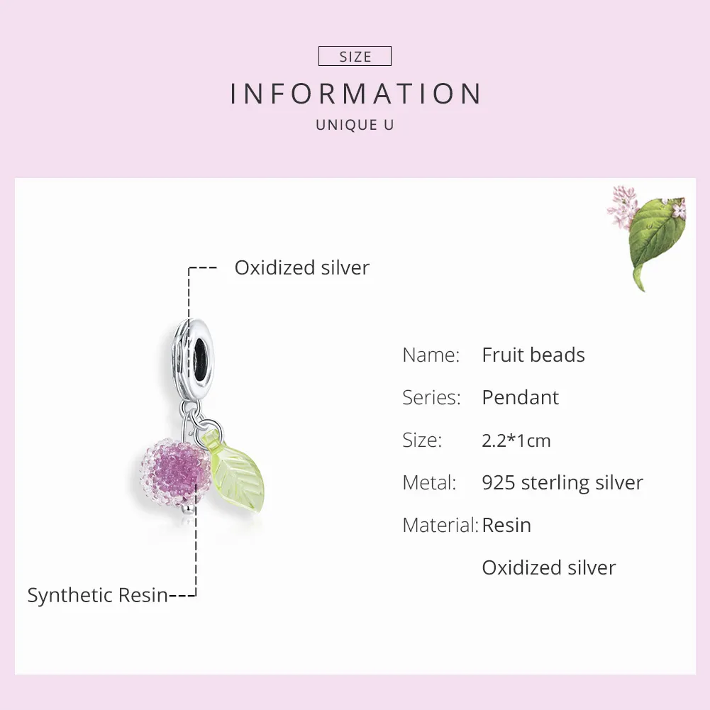 Pandora Style Silver Bangle Charm, Fruit - SCC1802