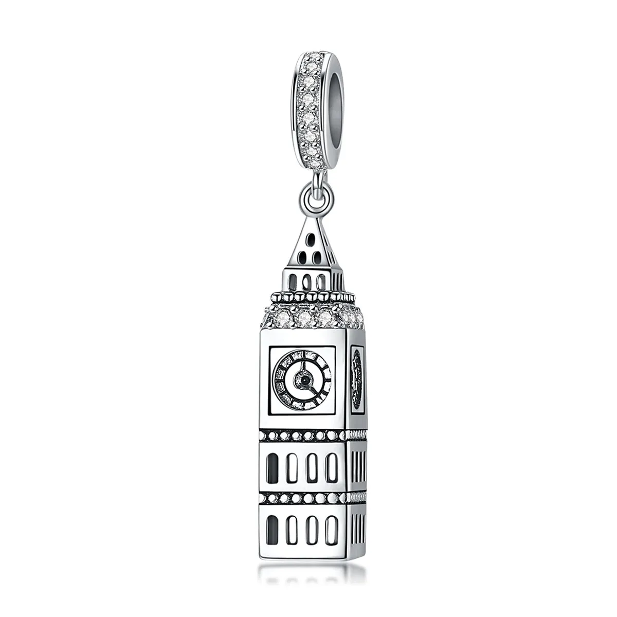 Pandora Style Silver Bangle Charm, Great Britain Big Ben - SCC868