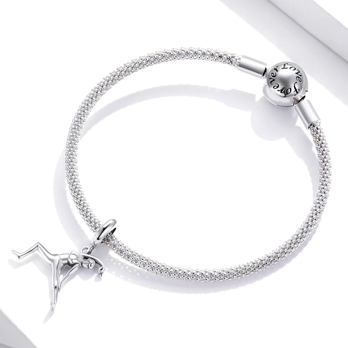 Pandora Style Silver Bangle Charm, Gymnastics - BSC386