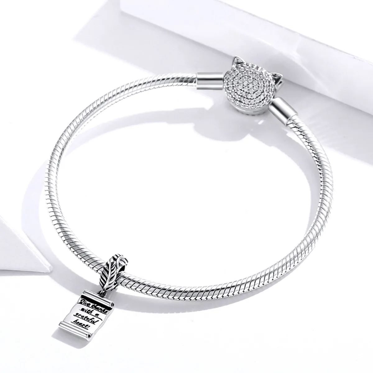 Pandora Style Silver Bangle Charm, Handwritten Letter - SCC1605