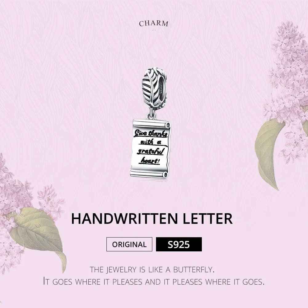 Pandora Style Silver Bangle Charm, Handwritten Letter - SCC1605