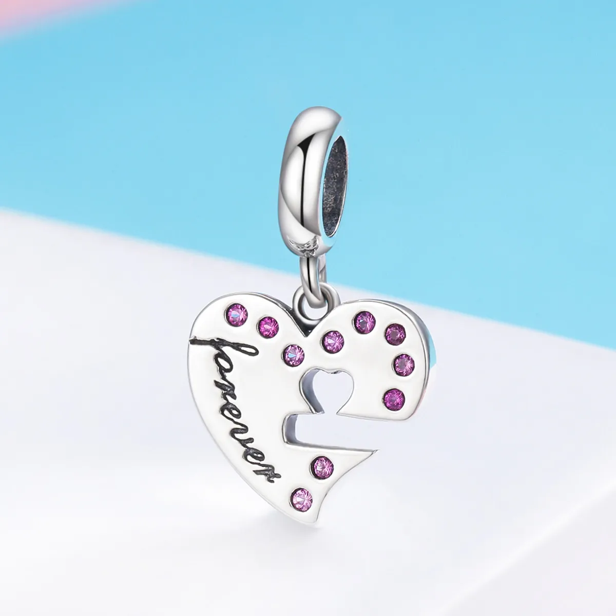 Pandora Style Silver Bangle Charm, Heart Spoon - SCC638