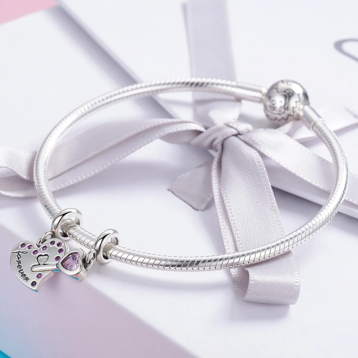 Pandora Style Silver Bangle Charm, Heart Spoon - SCC638