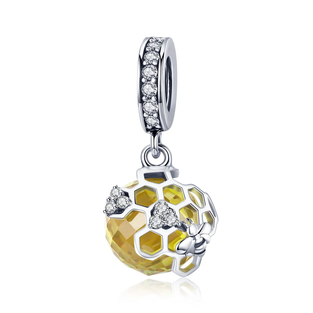 Pandora Style Silver Bangle Charm, Honeycomb - SCC879