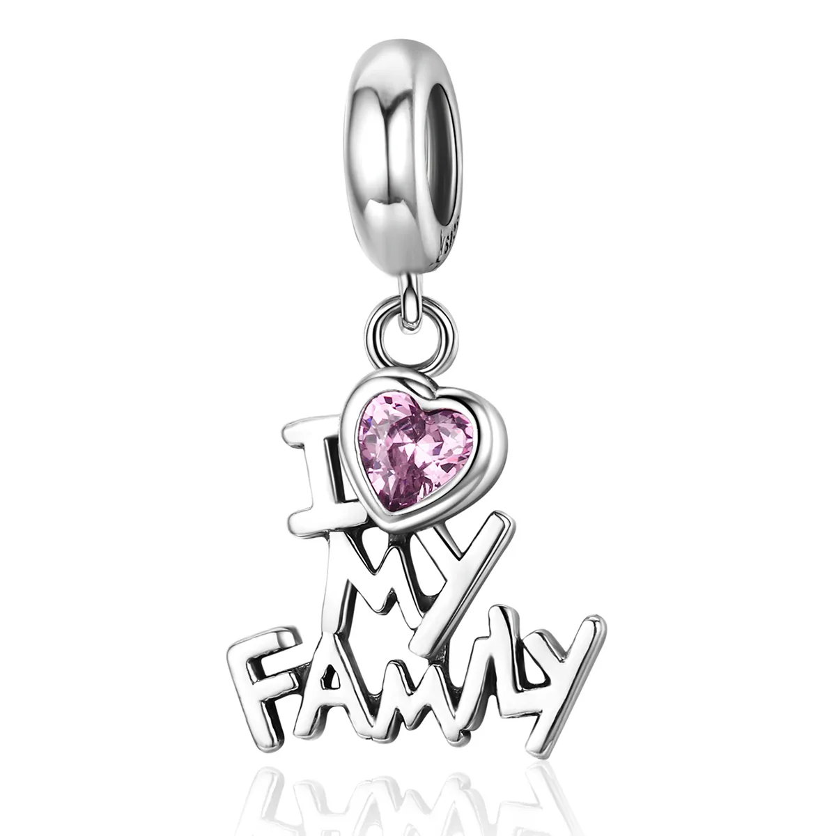 Pandora Style Silver Bangle Charm, I Love My Family - SCC251