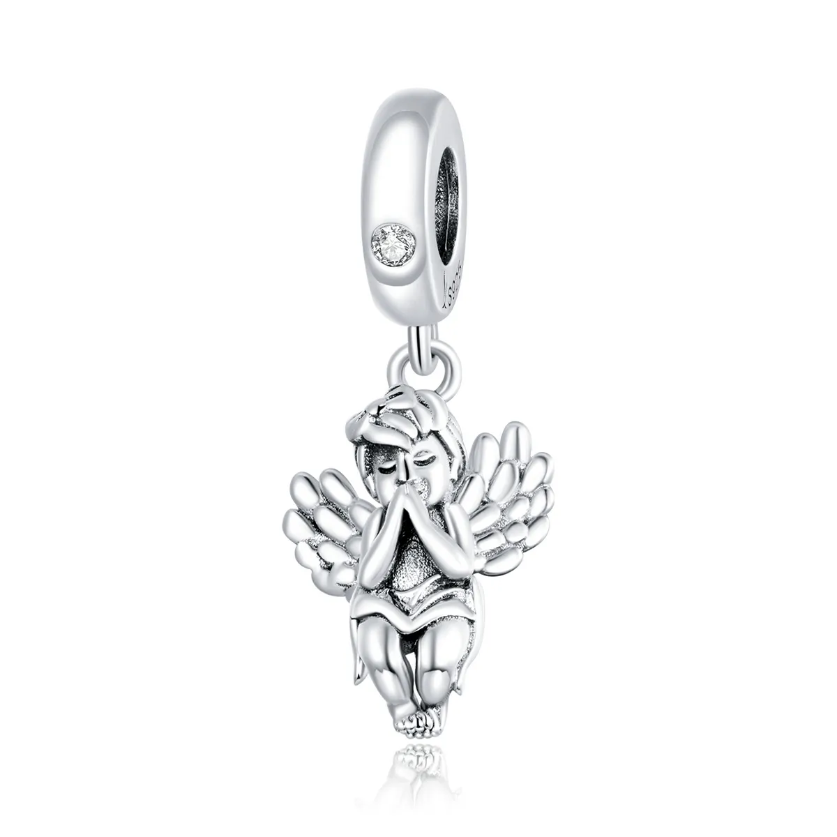 Pandora Style Silver Bangle Charm, Little Angel - SCC1686