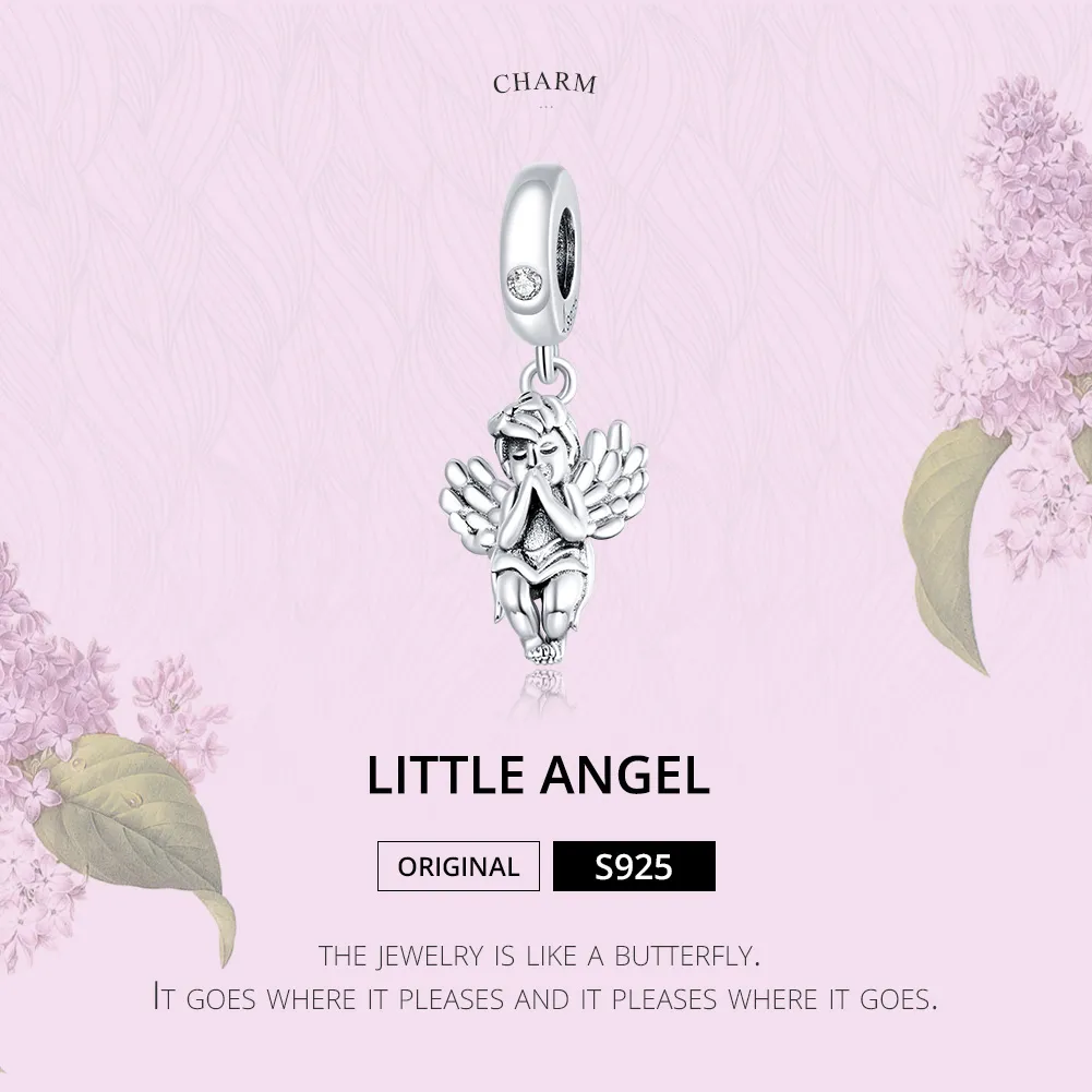 Pandora Style Silver Bangle Charm, Little Angel - SCC1686