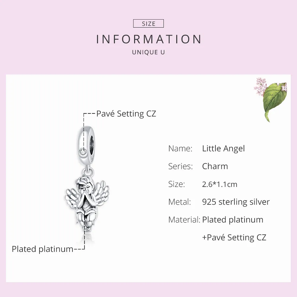 Pandora Style Silver Bangle Charm, Little Angel - SCC1686