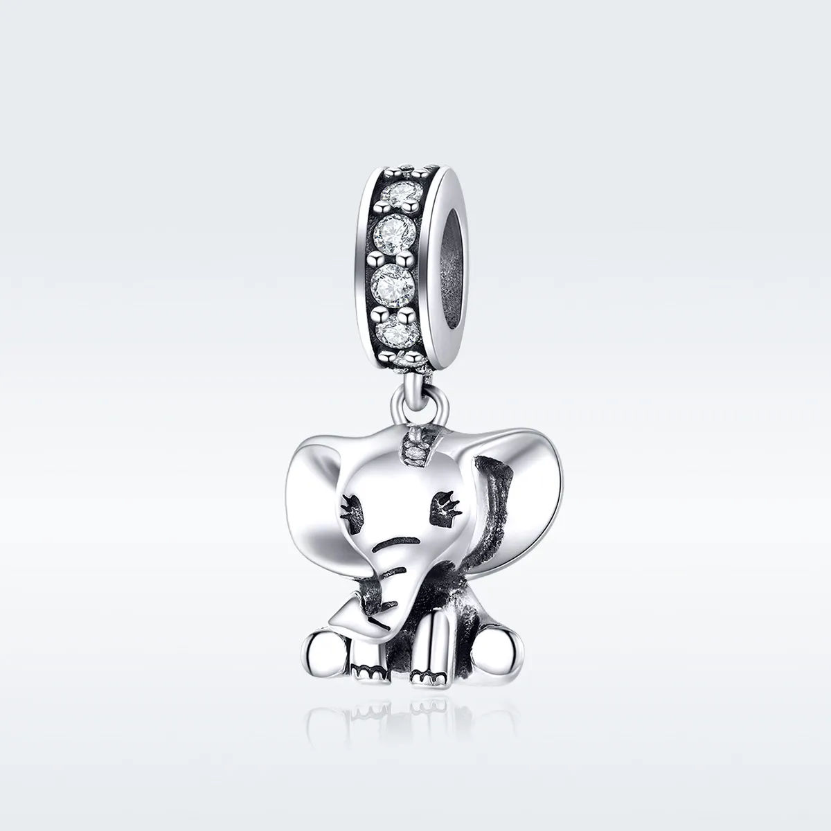 Pandora Style Silver Bangle Charm, Little Elephant - SCC1338