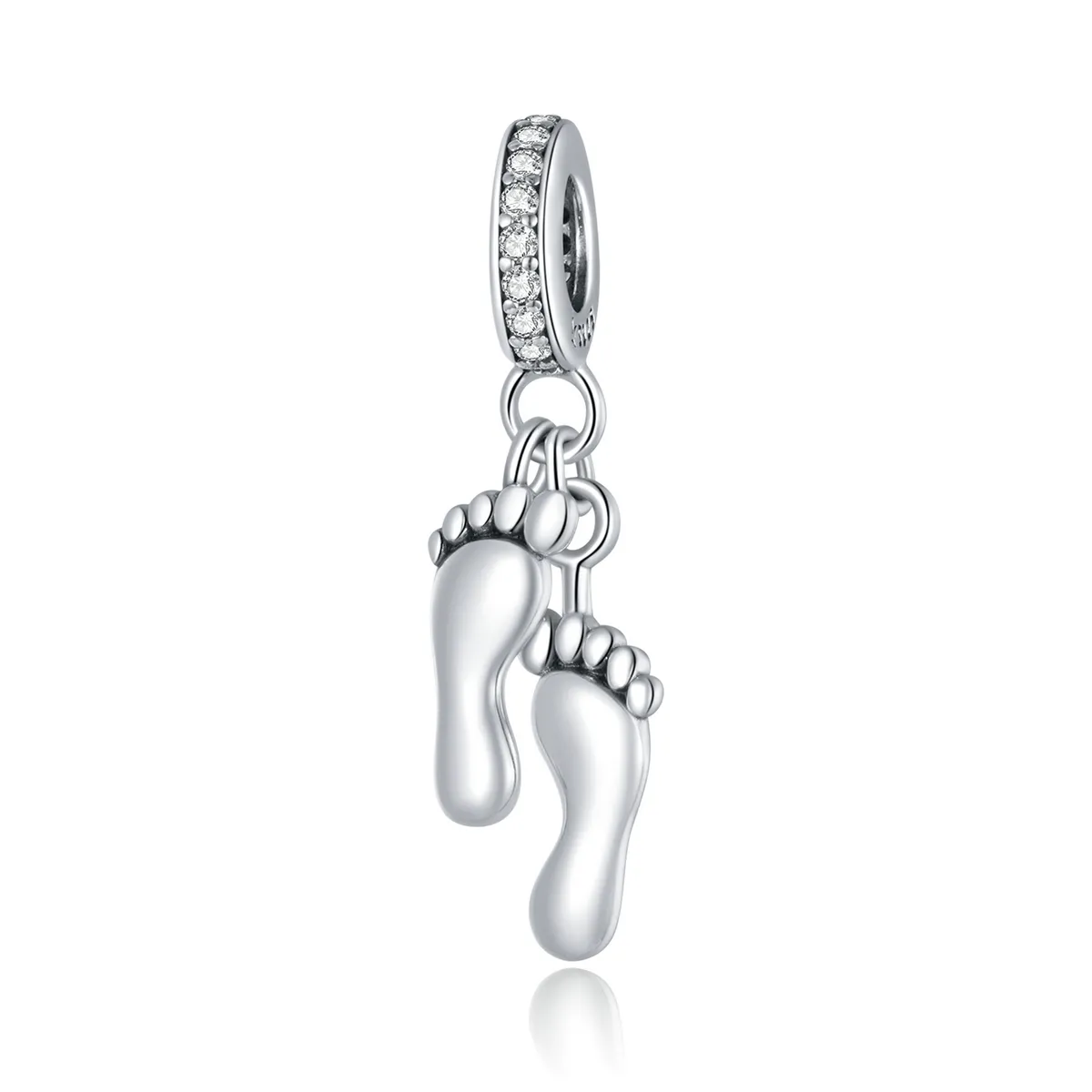 Pandora Style Silver Bangle Charm, Little Feet - SCC1692