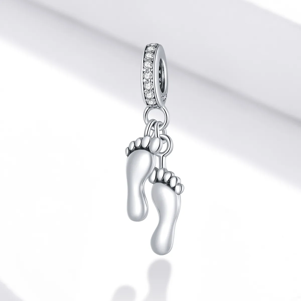 Pandora Style Silver Bangle Charm, Little Feet - SCC1692