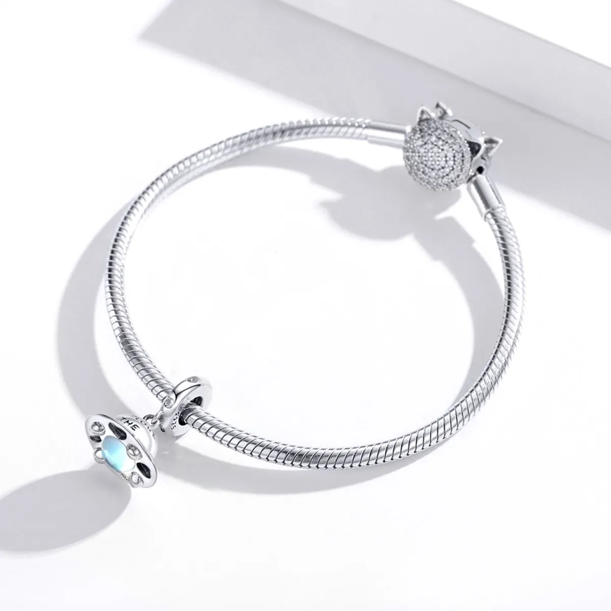 Pandora Style Silver Bangle Charm, Little Spaceship - SCC1696