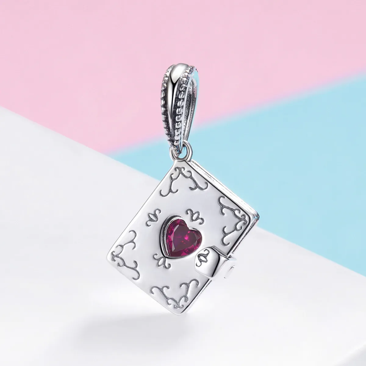 Pandora Style Silver Bangle Charm, Love Letter - SCC980