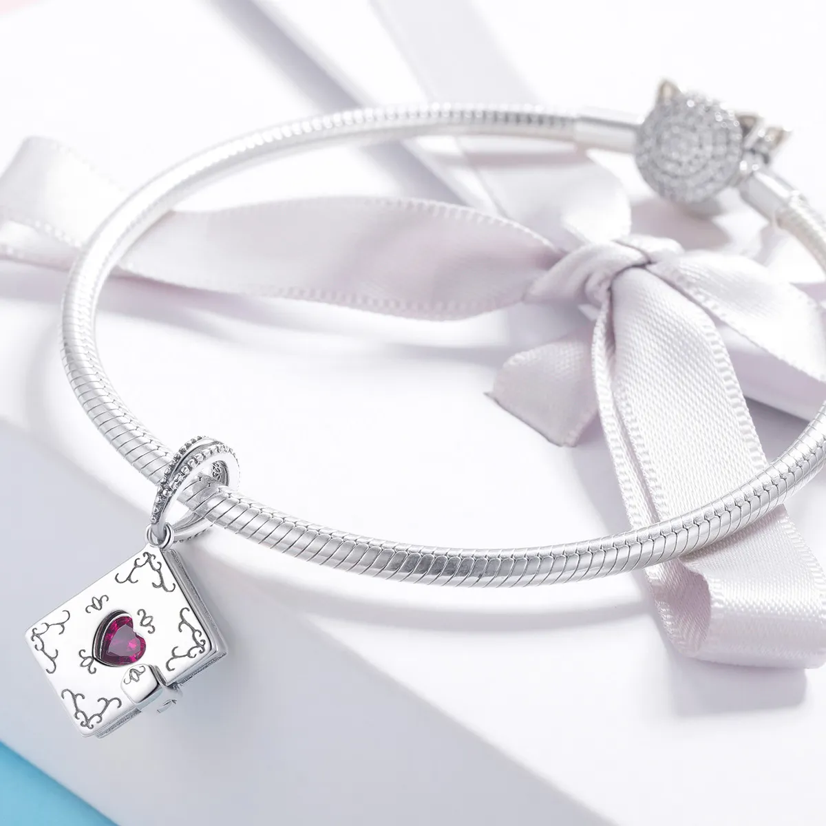 Pandora Style Silver Bangle Charm, Love Letter - SCC980