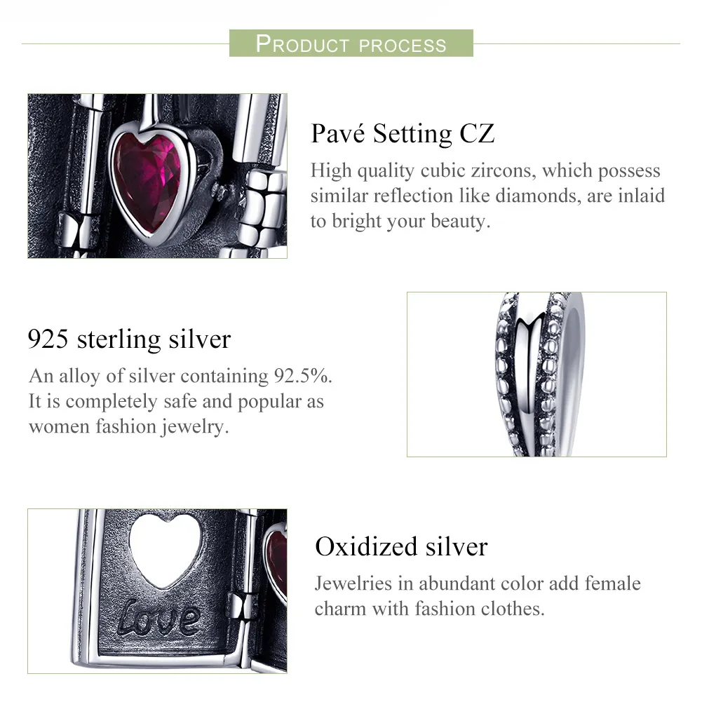 Pandora Style Silver Bangle Charm, Love Letter - SCC980