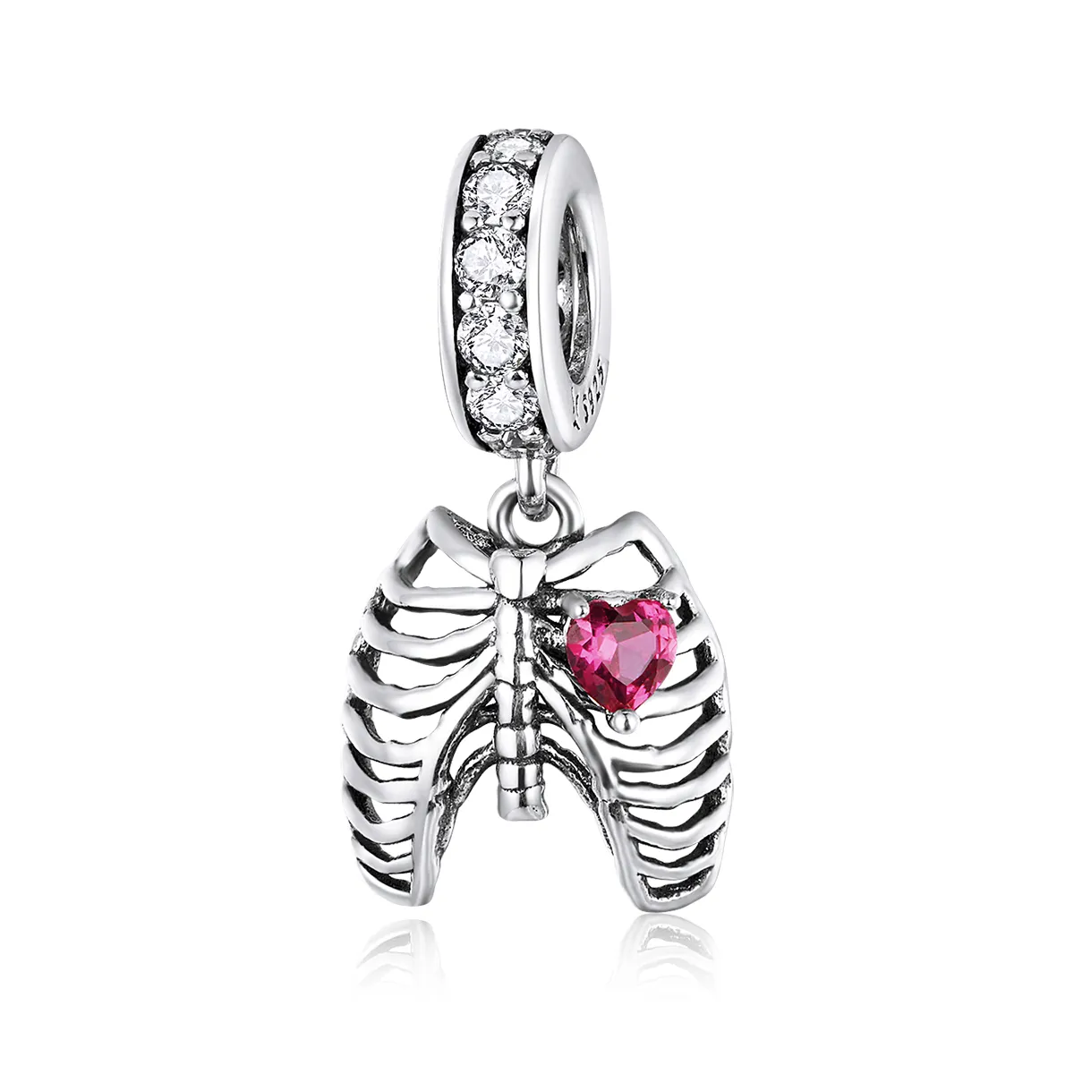 Pandora Style Silver Bangle Charm, Love Oath of Ribs - SCC1459