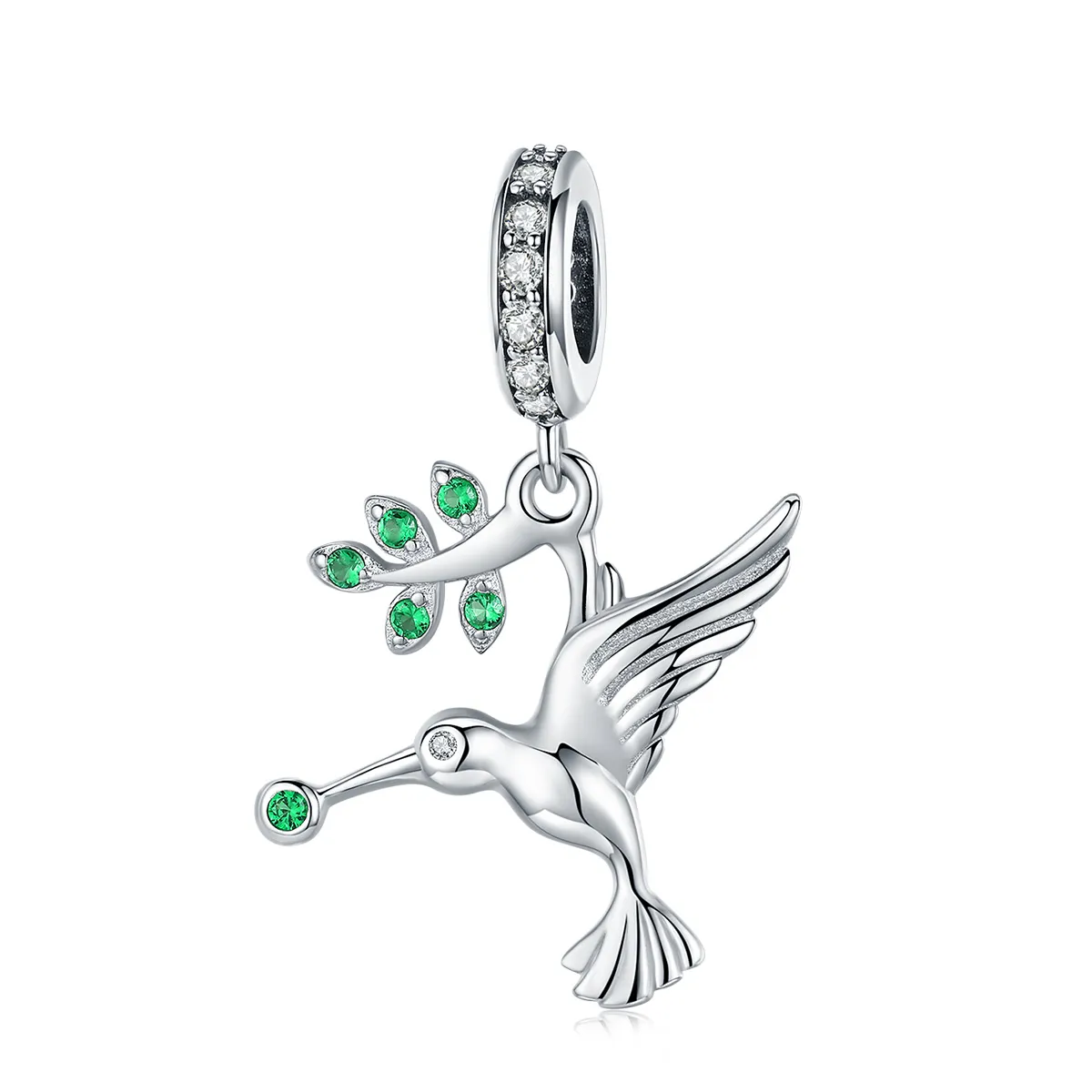 Pandora Style Silver Bangle Charm, Lovely Flying Birds - SCC982