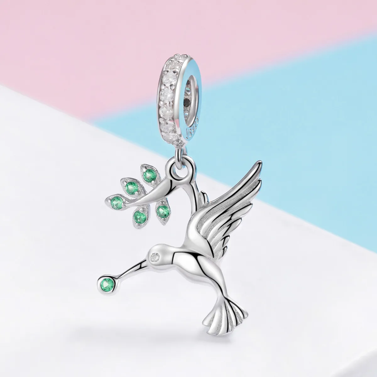 Pandora Style Silver Bangle Charm, Lovely Flying Birds - SCC982