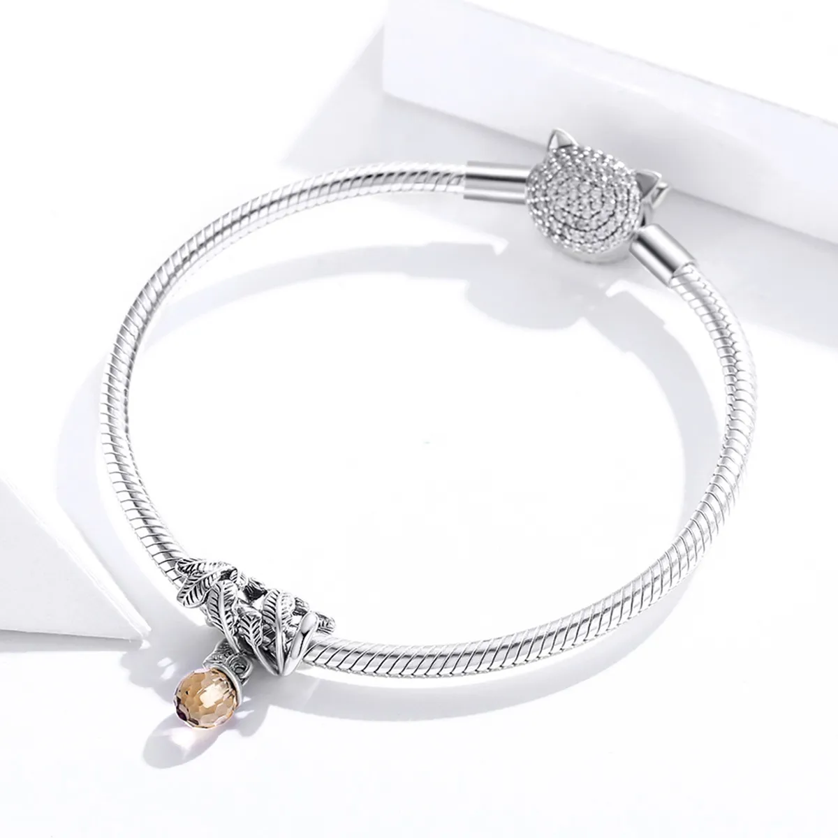 Pandora Style Silver Bangle Charm, Lucky Pine Cone - BSC336