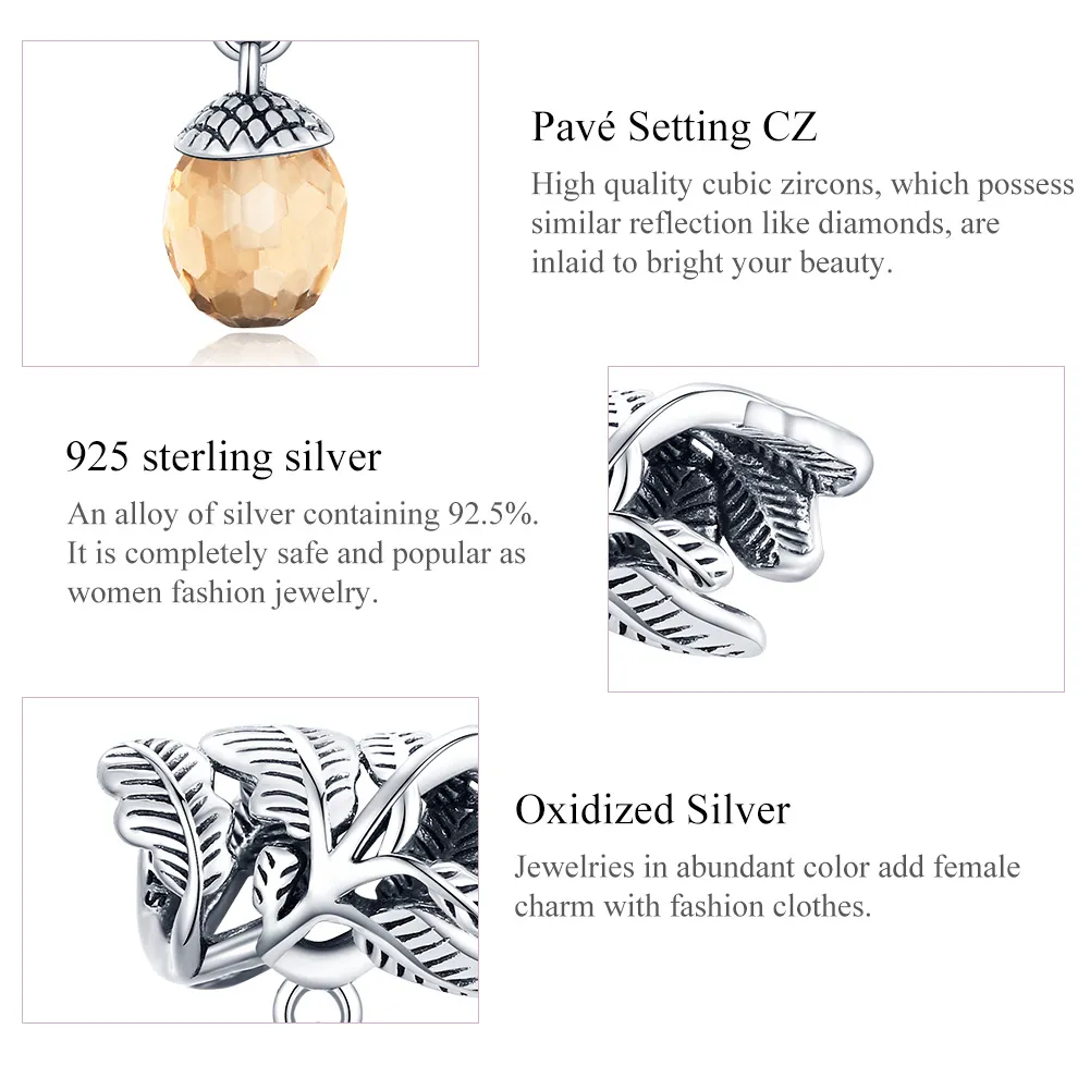 Pandora Style Silver Bangle Charm, Lucky Pine Cone - BSC336