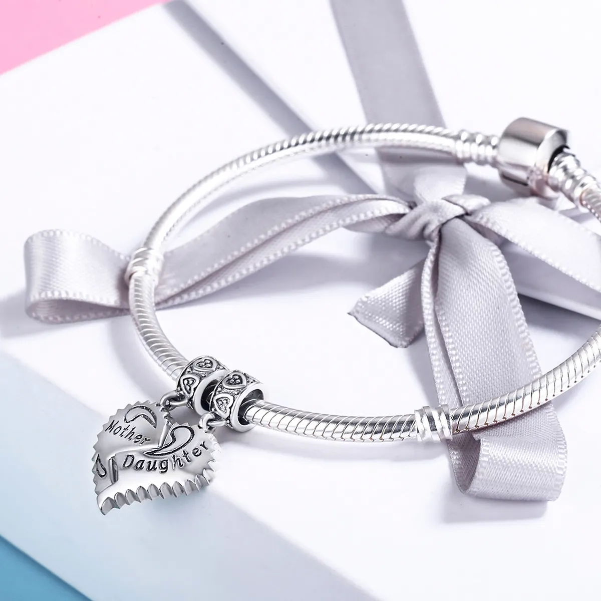 Pandora Style Silver Bangle Charm, Mother and Daughter - SCC427