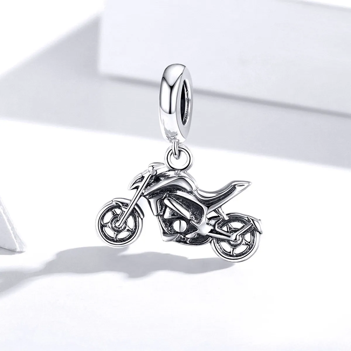 Pandora Style Silver Bangle Charm, Motorcycle - SCC1712