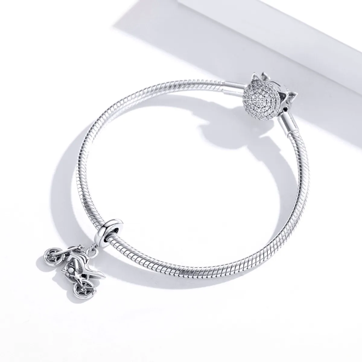 Pandora Style Silver Bangle Charm, Motorcycle - SCC1712