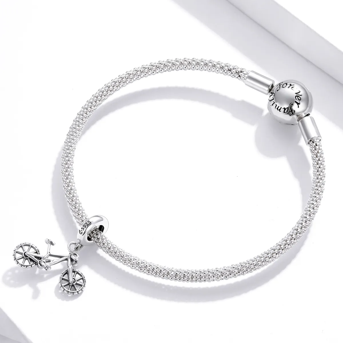 Pandora Style Silver Bangle Charm, Mountain Bike - BSC384