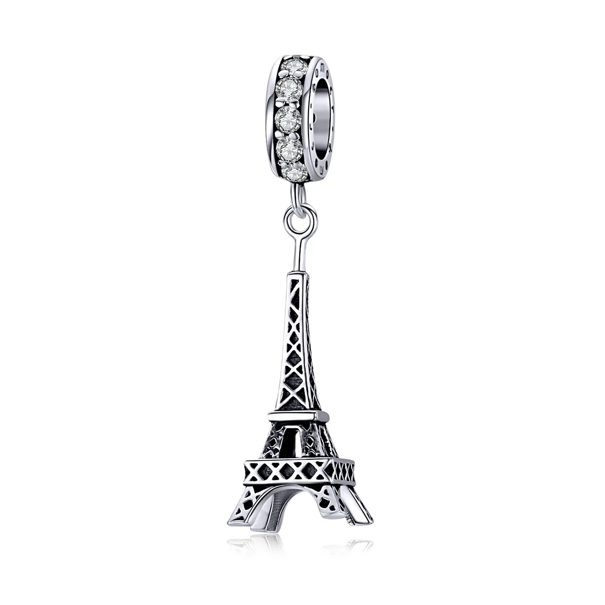 Pandora Style Silver Bangle Charm, Paris Eiffel Tower - BSC154