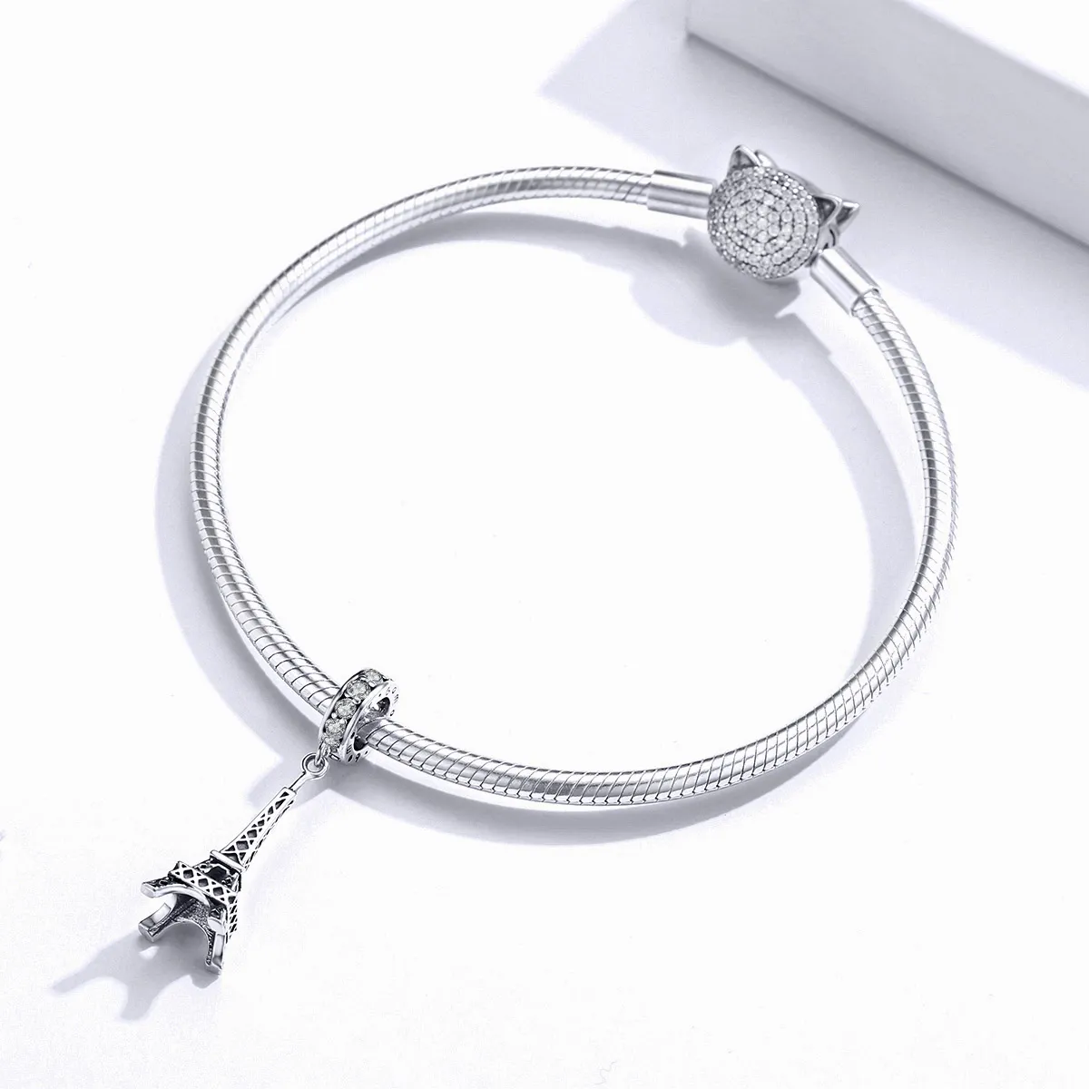 Pandora Style Silver Bangle Charm, Paris Eiffel Tower - BSC154