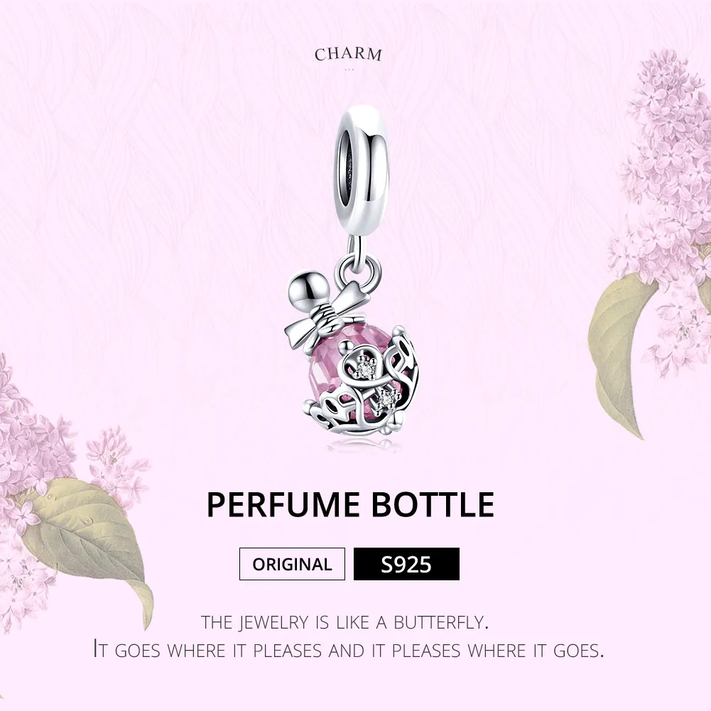 Pandora Style Silver Bangle Charm, Perfume Bottle - SCC1734