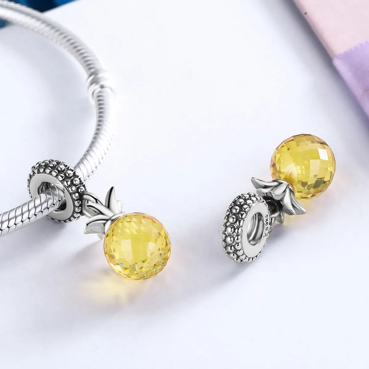 Pandora Style Silver Bangle Charm, Pineapple - SCC150