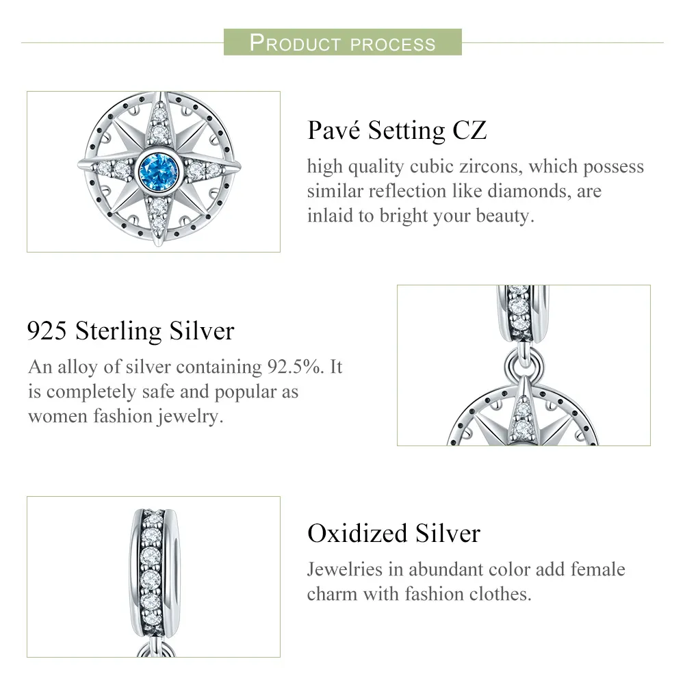 Pandora Style Silver Bangle Charm, Polaris - SCC847