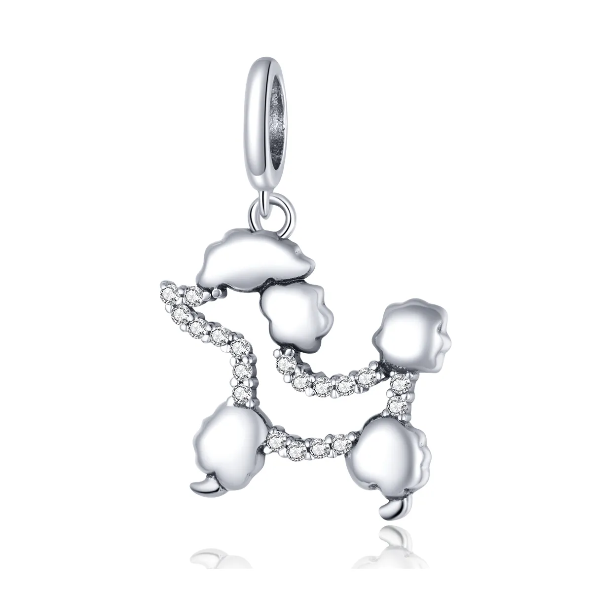 Pandora Style Silver Bangle Charm, Poodle Silhouette - SCC1681