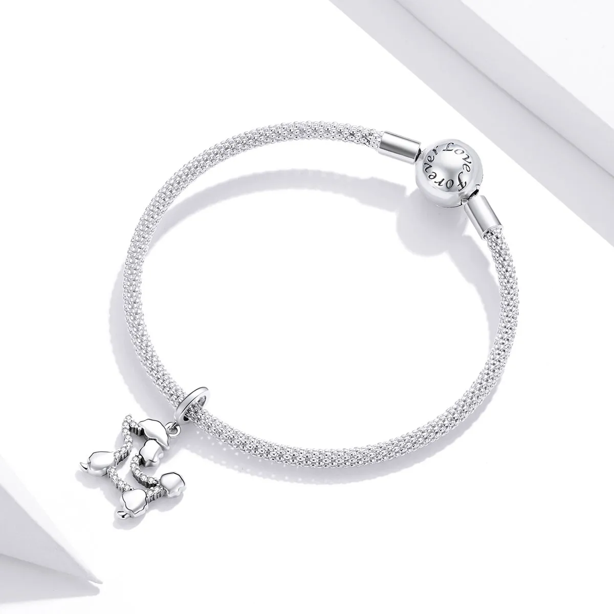 Pandora Style Silver Bangle Charm, Poodle Silhouette - SCC1681