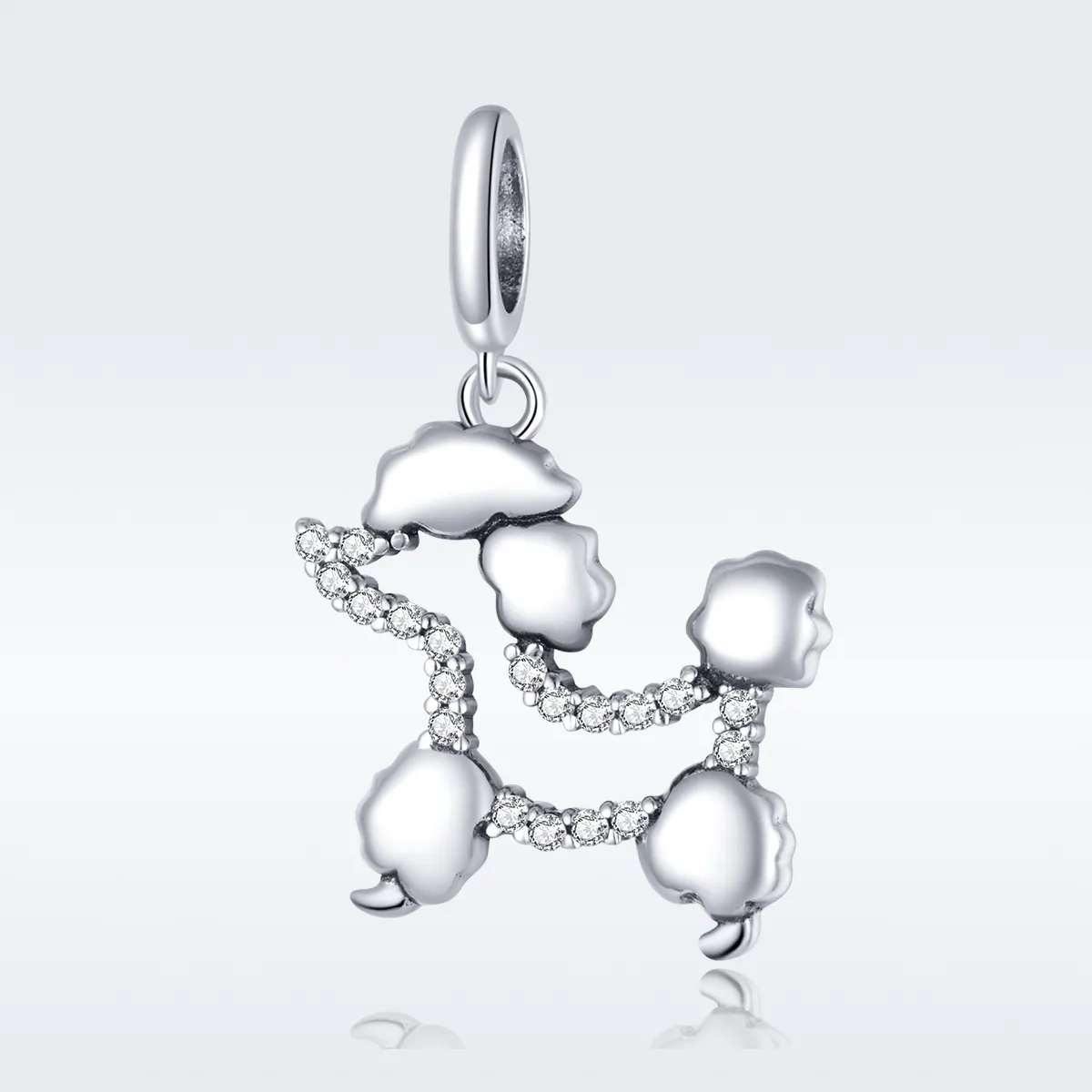 Pandora Style Silver Bangle Charm, Poodle Silhouette - SCC1681