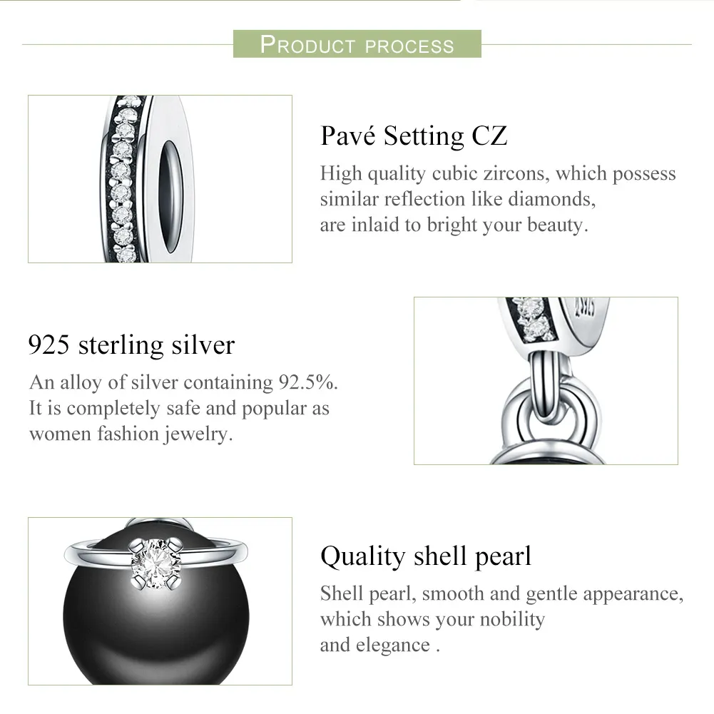 Pandora Style Silver Bangle Charm, Prestige Pearls - SCC572