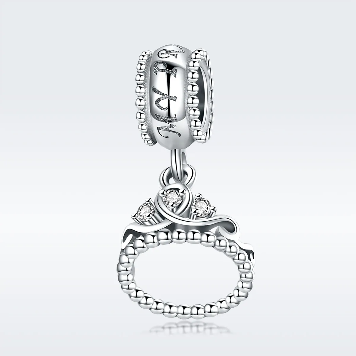 Pandora Style Silver Bangle Charm, Princess Crown - SCC739