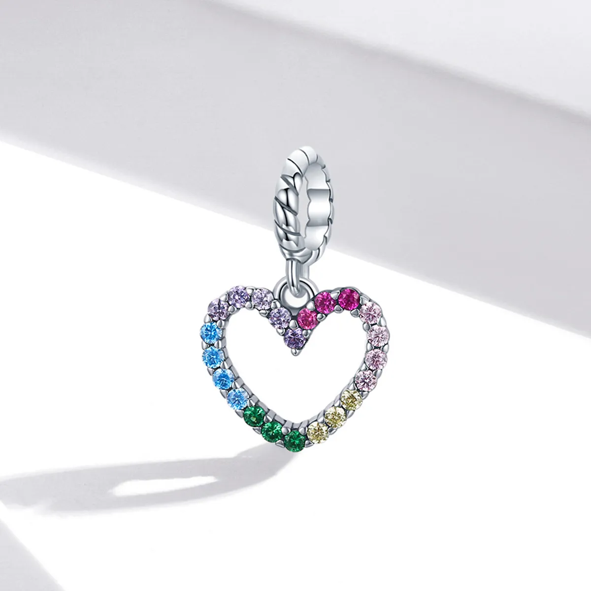 Pandora Style Silver Bangle Charm, Rainbow Love - SCC1851