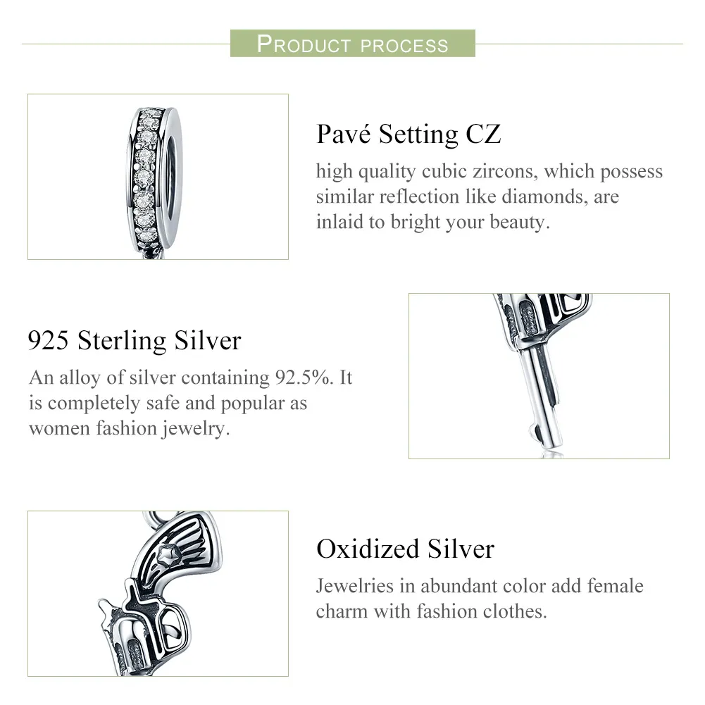 Pandora Style Silver Bangle Charm, Revolver - SCC508