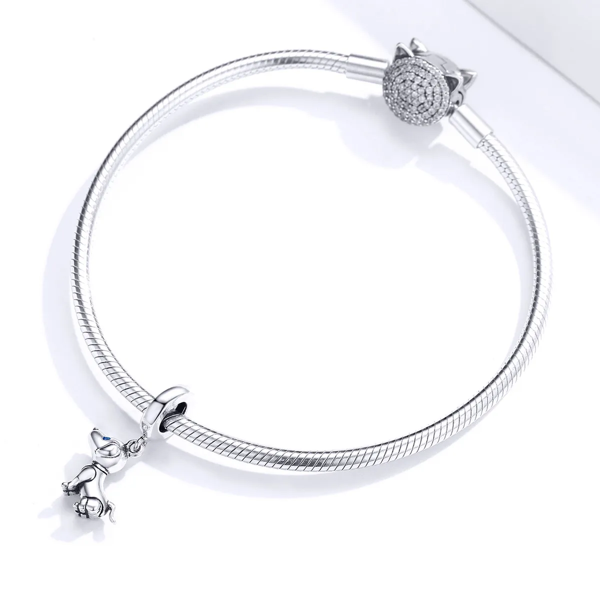 Pandora Style Silver Bangle Charm, Robot Dog - SCC1468