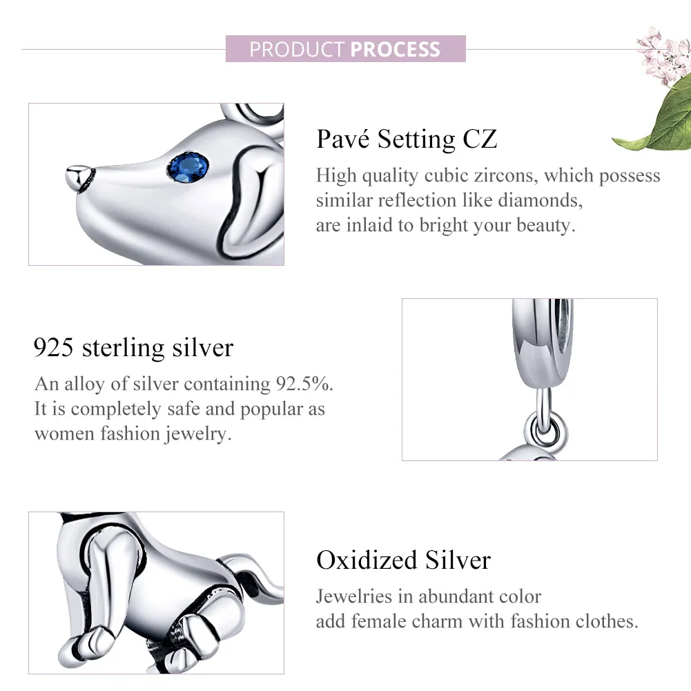 Pandora Style Silver Bangle Charm, Robot Dog - SCC1468