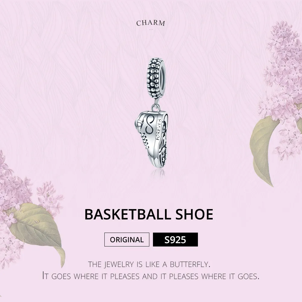 Pandora Style Silver Bangle Charm, Running Sneaker - SCC1541